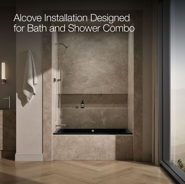 KOHLER® Underscore® Black 60" X 30" Alcove Heated Bubblemassage™ Air Bath with Whirlpool - Left Drain-3