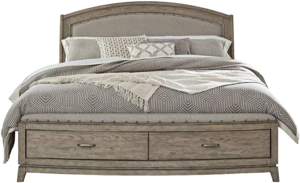 Liberty Furniture Avalon Burnished Beige King Upholstered Storage Panel Bed