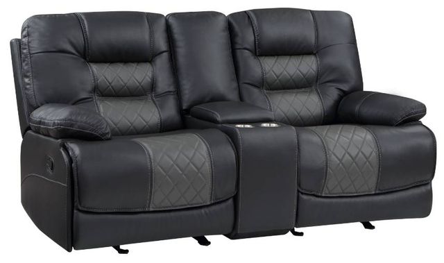Homelegance® Fabian Dark Gray/Gray Double Glider Reclining Loveseat-0