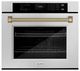 ZLINE Autograph Edition Professional 30" Satin Stainless Steel True Convection Single Wall Oven with Air Fry and Self Clean with Champagne Bronze Helix Handle -0