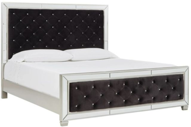 Signature Design by Ashley® Lindenfield 6-Piece Black/Silver King Upholstered Panel Bed Set-1