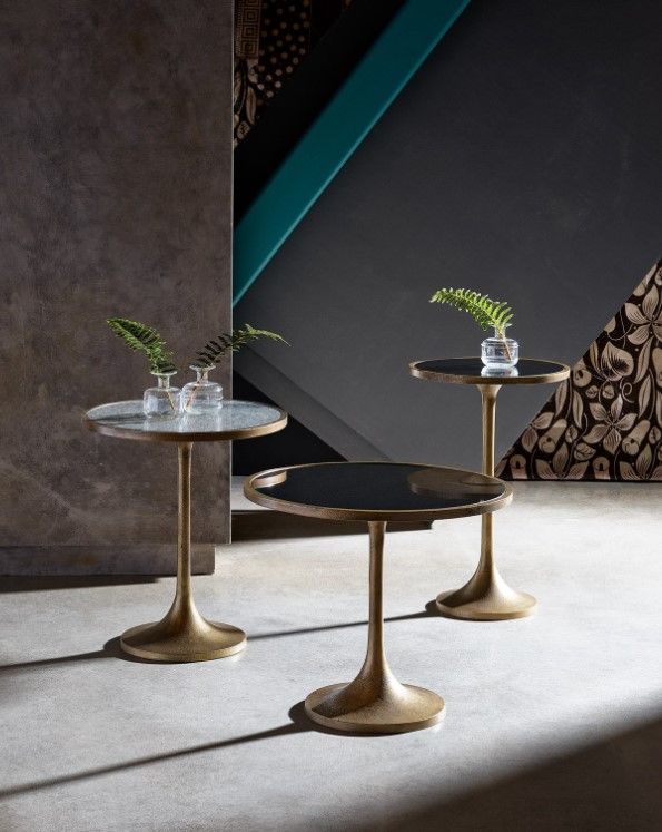 Universal Explore Home™ Nouveau 3-Piece Black/Granite Large Bunching Table Set with Bronze Base-1