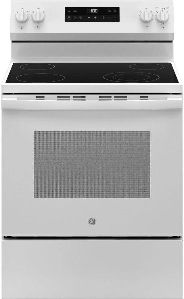 GE® 400 Series 30" White Freestanding Electric Range | Fred's Appliance