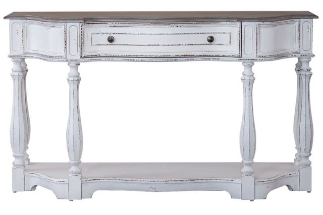 Liberty Furniture Magnolia Manor Weathered Bark 56'' Console Table with Antique White Base-2