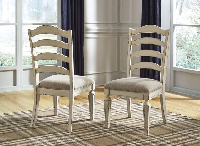 Signature Design by Ashley® Realyn Brown/Chipped White Upholstered Dining Side Chair-4