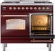 Ilve® Nostalgie II Series 40" Burgundy Pro Style Dual Fuel Range-3