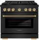ZLINE Autograph Edition Paramount 36" 5.2 cu. ft. Black Stainless Steel with Polished Gold Helix Handle and Knob Accents Dual Fuel Range with 6 Burner Gas Cooktop and Electric Convection Oven-0