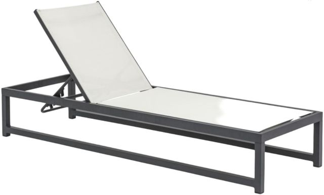 Meridian Furniture Maldives Cream/Dark Gray Aluminum Outdoor Patio Adjustable Lounge Chair-0