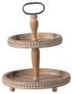 A & B Home Natural Brown Round Two-Tiered Wooden Tray-0