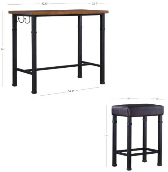 Linon Austin 3-Piece Austin Black Pub Table Set-2