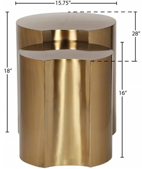 Meridian Furniture Dimple 2-Piece Gold 18" Modular Nesting End Table Set-3