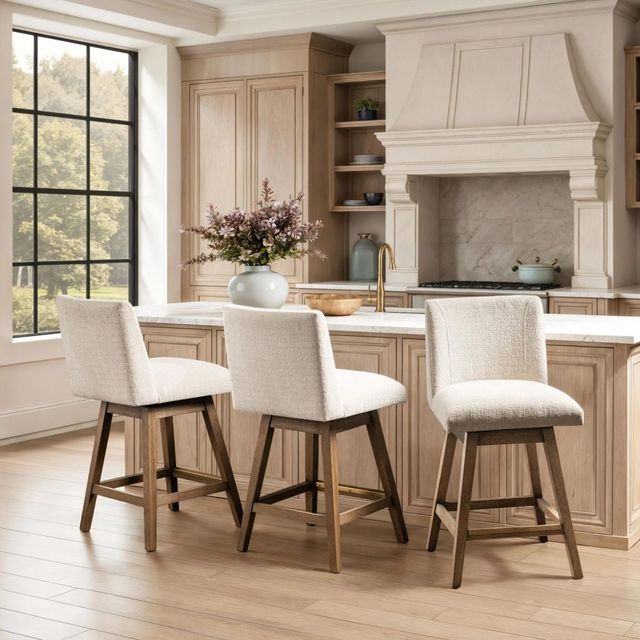 Classic Home Ava Vanilla Oat Swivel Counter Stool-1