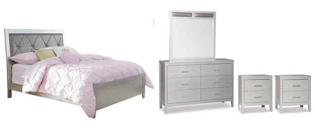 Signature Design by Ashley® Olivet 5-Piece Silver Full Panel Bed Set-0
