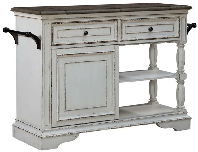 Liberty Furniture Magnolia Manor Antique White/Weathered Bark Bar Cart-0