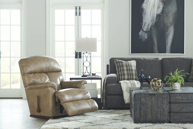 La-Z-Boy® Reed Beige Leather Manual Rocking Recliner-3