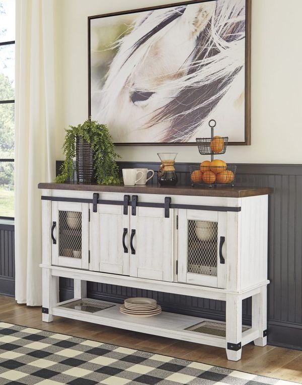 Signature Design by Ashley Valebeck Brown/White Dining Room Server