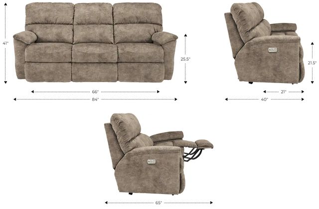 La-Z-Boy® Brooks Gray Power Reclining Sofa with Headrest and Lumbar-2