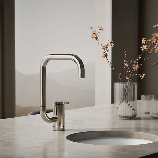 KOHLER® Components® Vibrant Polished Nickel 13" Single-Handle Bar Sink Faucet with 2-Function Extended-Reach Spout-1