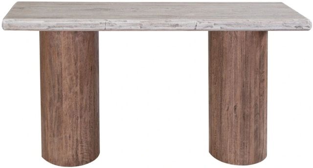 International Furniture Direct Sahara Cream Top Sofa Table with Caramel Brown Base-0