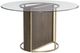 Bassett Mirror Stefan Glass Top Dining Table with Champagne Chalk Gray Base-0