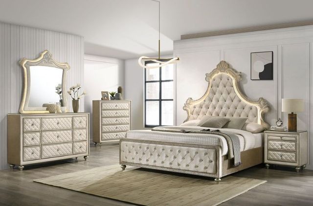 ACME Furniture Lucienne Beige Eastern King Panel Bed-1