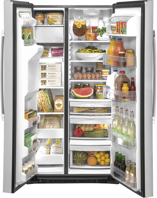 GE® 36 in. 21.8 Cu. Ft.Fingerprint Resistant Stainless Steel Counter Depth Side-By-Side Refrigerator-2