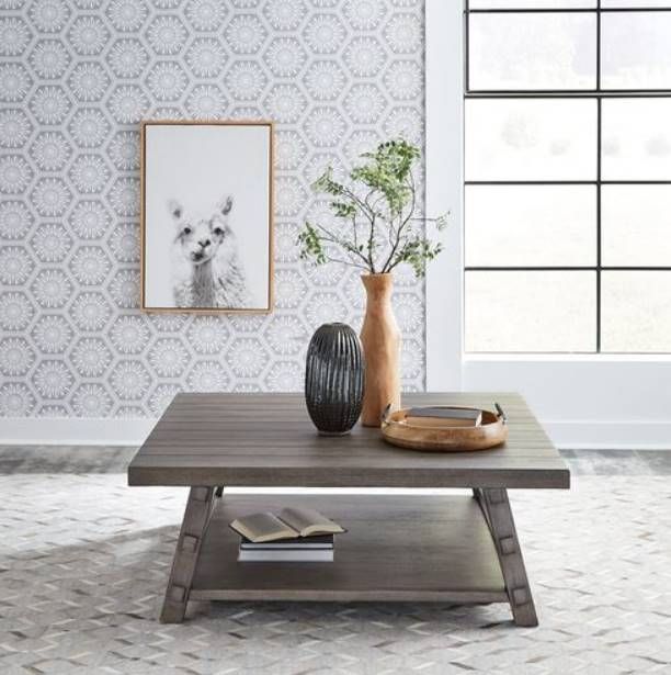 Liberty Furniture Modern Farmhouse Dusty Charcoal Oversized Square Cocktail Table-1