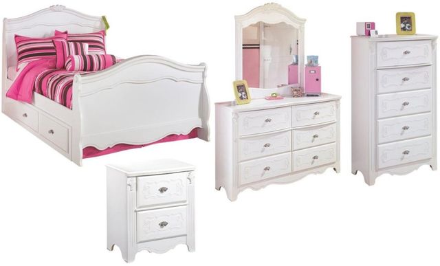 Signature Design by Ashley® Exquisite 5-Piece White Full Sleigh Bed Set-0