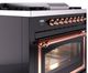 Ilve® Nostalgie II Noblesse 36'' Glossy Black Pro Style Dual Fuel Range with Copper Trim-4