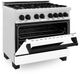 ZLINE Autograph Edition 36" Satin Stainless Steel Pro Style Dual Fuel Range with White Matte Door-2
