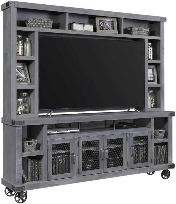 aspenhome® Industrial Ghost Black 85'' Console and Hutch-0