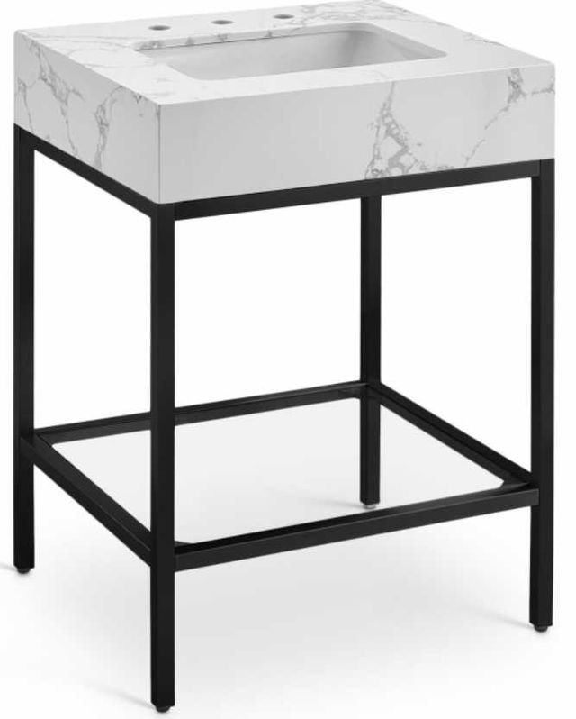 Meridian Furniture Marmo White/Matte Black 24" Bathroom Vanity-0