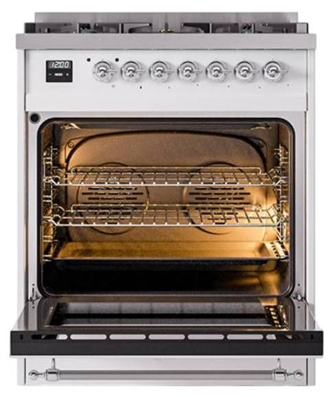 Ilve® Nostalgie II Noblesse 30" Custom RAL Color Pro Style Dual Fuel Range with Chrome Trim-2