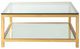 Artistica Home® Metal Designs Per Se Glass Top Square Cocktail Table with Gold Leaf Base-1