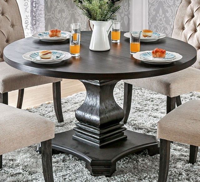 Furniture of America® Nerissa Antique Black Round Dining Table-2