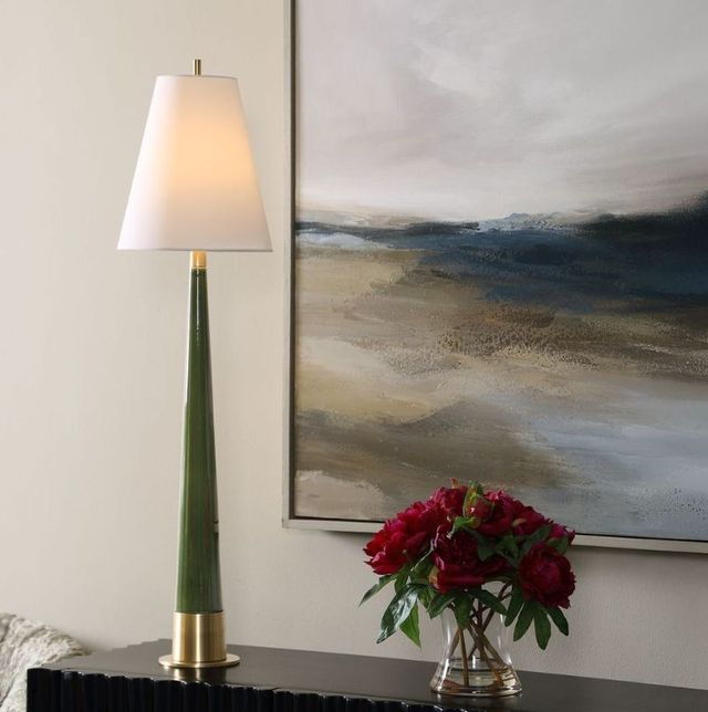 Uttermost® Riccardi Moss Green Glaze Table Lamp-1