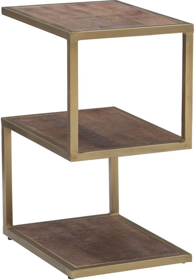 Powell® Erickson Brown Accent Table with Antique Gold Frame-2