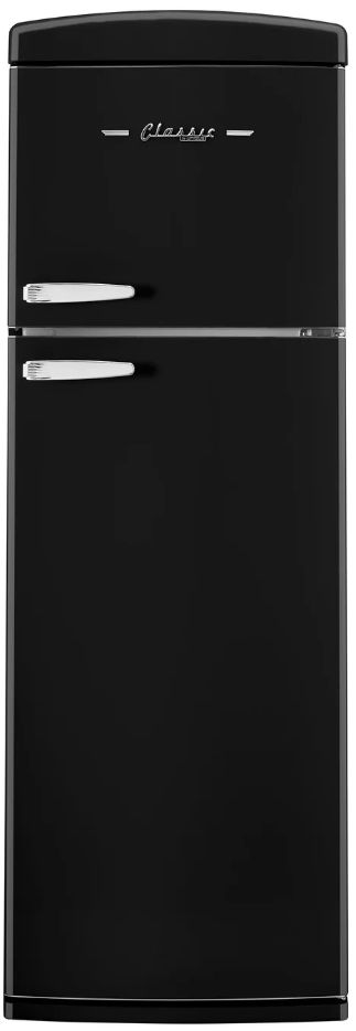 Unique Appliances 24” 11 Cu. Ft. Midnight Black Top Freezer Refrigerator with Chrome Accent Handles-0