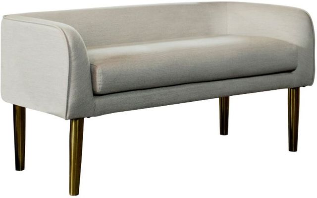 Coaster® Light Grey and Gold Low Back Upholstered Bench-0