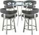 Armen Living Naomi and Lorin 5-Piece Brushed Stainless Steel/Clear/Gray Counter Dining Set-0