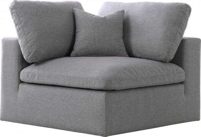 Meridian Furniture Serene Grey Linen Fabric Deluxe Cloud Corner Chair-0