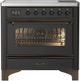 Ilve® Majestic III 36" Graphite Matte Pro Style Induction Range with Triple Glass Door and Burnished Trim-0