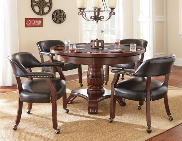 Steve Silver Co. Tournament 6-Piece Black/Medium Cherry Dining Game Table Set-1