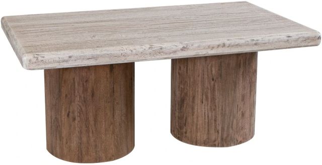 International Furniture Direct Sahara Cream Top Rectangular Cocktail Table with Caramel Brown Base-0