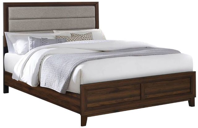 Coaster® Welsley Taupe/Walnut California King Upholstered Panel Bed-0