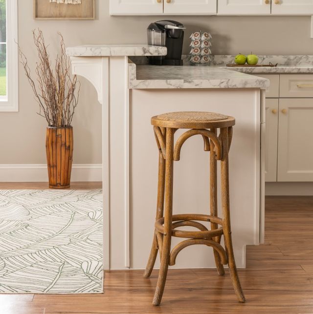 Linon Rae Brown Rattan Seat Bar Stool-1