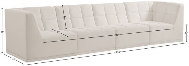 Meridian Furniture Relax 4-Piece Cream 128" Upholstered Modular Sofa-2