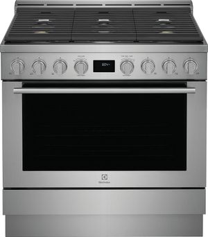 front view of the Electrolux 36" Stainless Steel Pro Style Gas Range