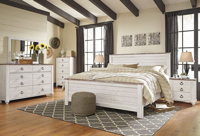 Signature Design by Ashley® Willowton Whitewash Queen Panel Bed-2