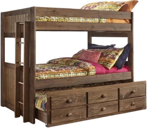 American Wholesale Furniture Chestnut Full/Full Bunked with Trundle-0